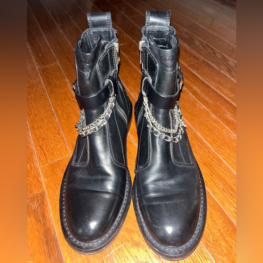 🖤⛓️Zadig & Voltaire size 41 (US 10) LAUREEN High CHAIN EMBELLISHED ZIP BOOTS!